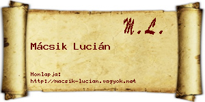 Mácsik Lucián névjegykártya